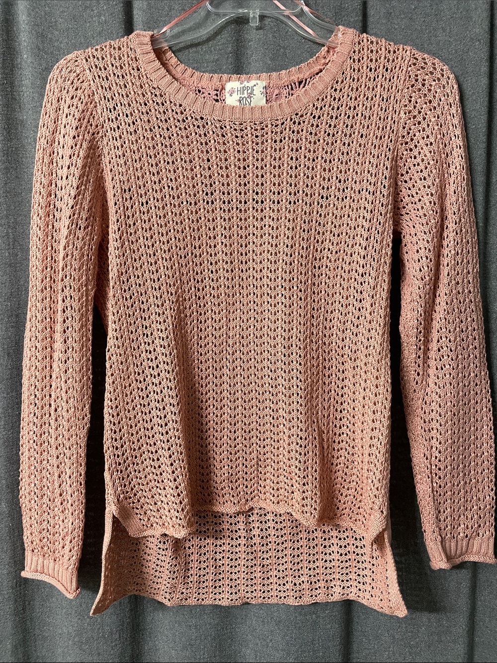 Hippie Rose Blush Open-Knit Crewneck Sweater(NWOT)